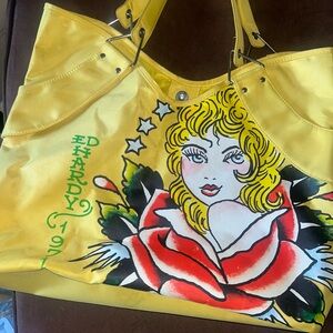 Vintage Ed Hardy Veronica Rose Pin Up tattoo Tote Bag
